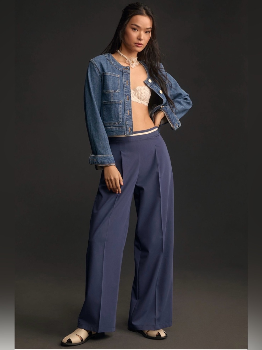 Anthropologie Maeve Wide-Leg Pleated Track Pants